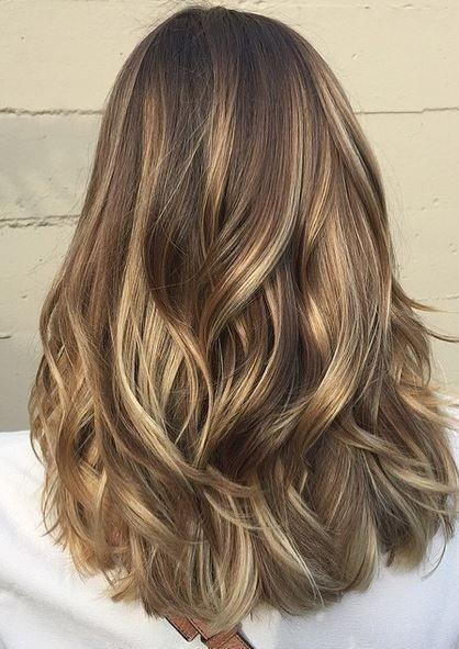 Layered blonde and brown hairstyle mix