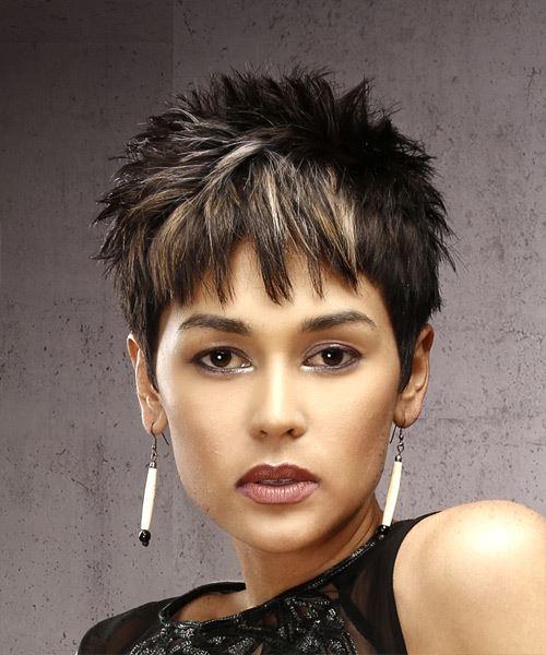 Short Straight Casual Pixie Hairstyles with Razor Cut Bangs