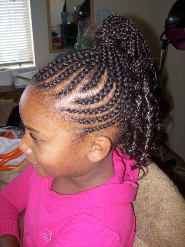 Swirling Cornrow Pigtails Girls Hairstyles