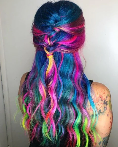 Bright Unicorn Hairstyle Colors