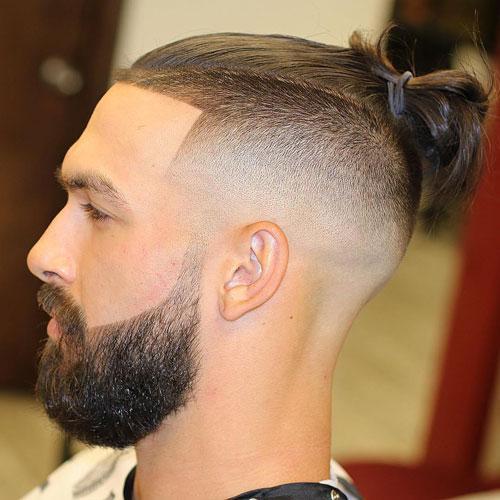 Man Bun Shaved Sides Haircuts for Men Beard