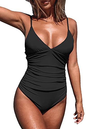 1650824754 Cupshe Womens One Piece Swimsuit Tummy Control V Neck Bathing