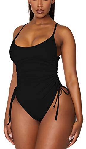1650897715 Viottiset Womens Ruched High Cut One Piece Swimsuit Tummy Control