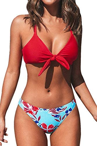 1650905083 Cupshe Womens Floral Print Knot Adjustable Bikini Sets Two Piece