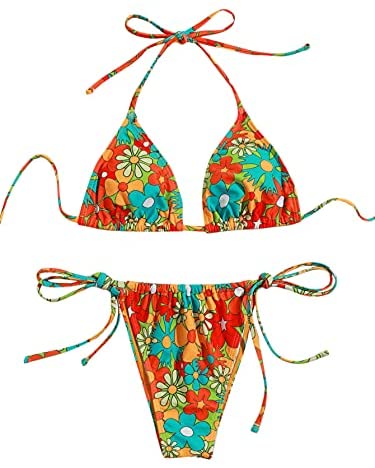 1650960845 Soly Hux Womens Floral Print Halter Triangle Tie Side Bikini