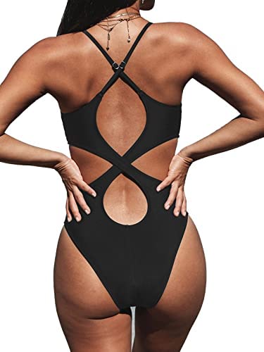 1650972144 Cupshe Women Crisscross Back Ruched One Piece Swimsuit Cut Out