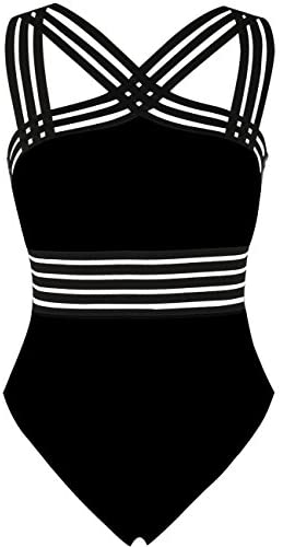 Hilor Womens One Piece Swimwear Front Crossover Swimsuits Hollow Bathing