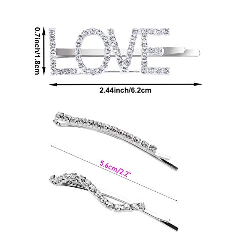10 Pieces Letter Hair Clip Bling Rhinestone Letter Bobby Pins Word Barrettes Crystal Hair Pins Metal Hair Clips Silver Color Sparkly Hair Accessories For Women Girls 0 0