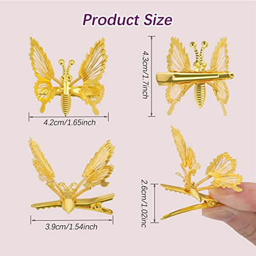 12 Piece Metal Moving Butterfly Hair Clips Fluttering Butterfly Clips For Hair 90S Handmade Butterfly Hair Barrettes Hair Styling Clips Cute Hair Accessories For Women Girls Kidsgold 0 0