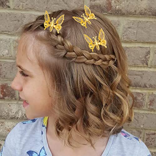 12 Piece Metal Moving Butterfly Hair Clips Fluttering Butterfly Clips For Hair 90S Handmade Butterfly Hair Barrettes Hair Styling Clips Cute Hair Accessories For Women Girls Kidsgold 0 3
