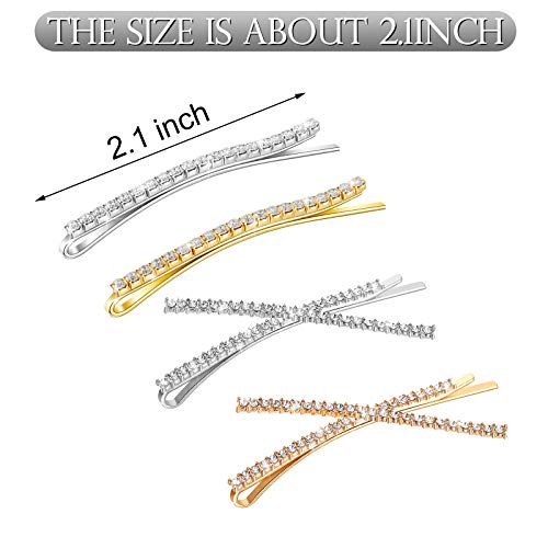 12 Pieces Rhinestone Bobby Pins Decorative Fancy Crystal Hair Clips Shiny Metal X Shaped Barrettes Bling Diamond Wedding Bridal Shower Hair Accessories For Women Ladiesgold Silverfresh Style 0 0