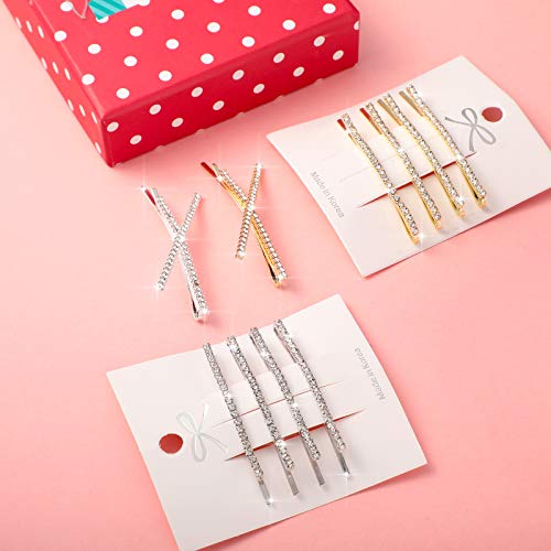 12 Pieces Rhinestone Bobby Pins Decorative Fancy Crystal Hair Clips Shiny Metal X Shaped Barrettes Bling Diamond Wedding Bridal Shower Hair Accessories For Women Ladiesgold Silverfresh Style 0 4