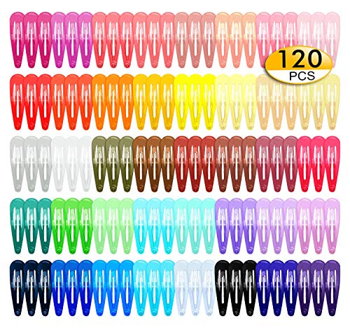 120Pcs Snap Hair Clips 2 Inch Metal Barrettes In 40 Assorted Color No Slip Cute Solid Candy Color Hair Accessories For Girls Women Kids Teens Or Toddlers 0