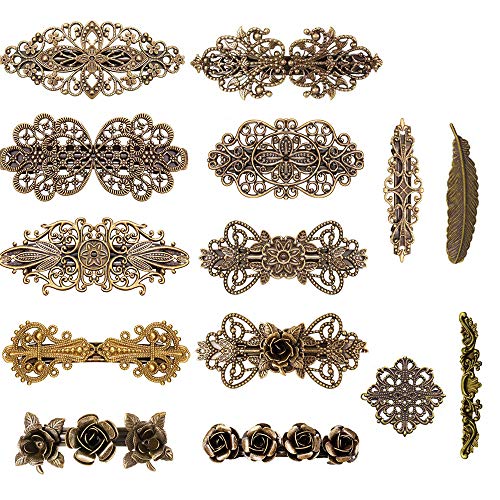 14 Pcs Retro Vintage Metal French Barrette Kalolary Vintage Bronze Hair Clips Jewelry Accessory For Women Girls Halloween Christmas Thanksgiving Day Gift Hair Decoration 0
