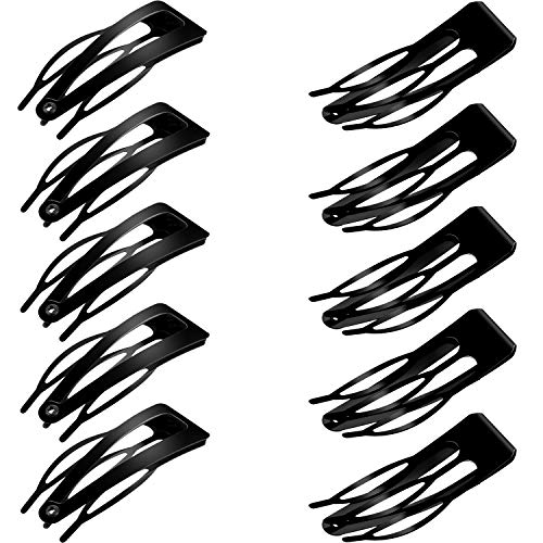 24 Pieces Double Grip Hair Clips Metal Snap Hair Clips Hair Barrettes For Hair Making Salon Supplies Black 0