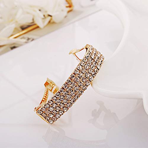 2Pcs Fashion Elegant Rhinestone Hair Clip Ponytail Holder Sparkly Semicircle Metal Spring Hair Clips Barrette Accessories For Women Lady Girl Teen Hair Jewelrysilver And Gold 0 1