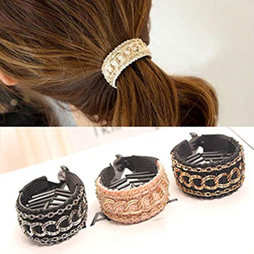 3Pcs Korean Style Stripe Bow Hair Claw Elegant Solid Cloth Ties Banana Hair Crab Clips Ponytail Hold For Women And Girls A 0