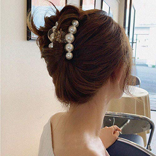 4 Pcs Elegant Pearl Hair Claw Largemediumsmallmini Banana Clips Pefrect For All Hair Types Light Acrylic Hair Catch Barrette Jaw Clamp Fashion Styling Tools Accessoriesair 0 4