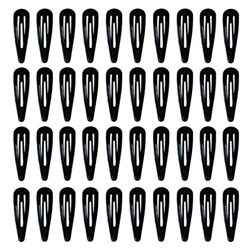 40 Pack Black 2 Inch Barrettes Women Metal Snap Hair Clips Accessories 0