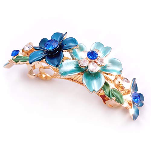 4Pcs Colorful Vintage Flower Design Metal Small French Barrettes Hair Clasps Accessories Women 0 3