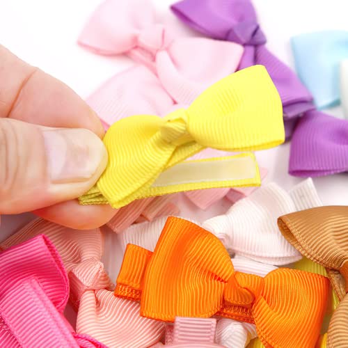 50 Pieces 25 Colors In Pairs Baby Girls Fully Lined Hair Pins Tiny 2 Hair Bows Alligator Clips For Girls Infants Toddlers 0 4
