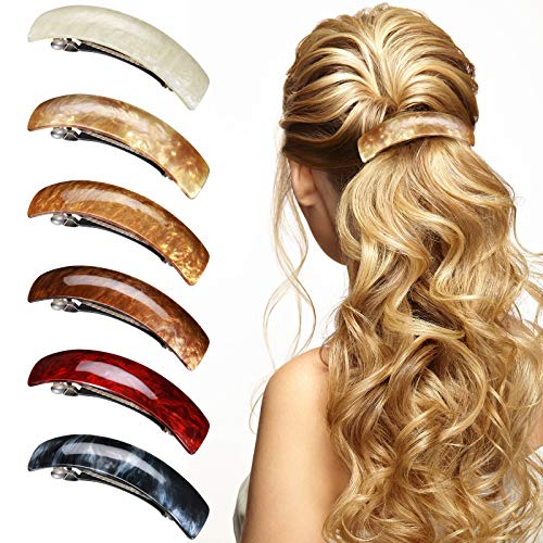 6 Pieces Hair Barrettes For Women Hair Clips Womens Hair Accessories Large French Hair Pin Retro Hair Clasp 6 Colors Classic Pattern 0