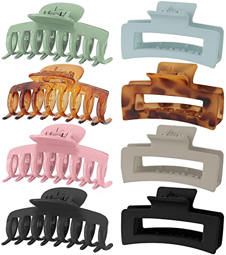 8 Colors Lolalet Hair Clips Claw Clips Hair Claw Clips 2 Styles Nonslip Medium Large Jaw Clip For Women Girls 4 Square Matte And 4 Bright Acrylic Hair Clamps For Thick Thin Fine Long Hair Style A 0
