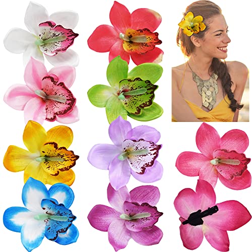 9 Pack Multicolored Women Big Chiffon Orchid Flower Bohemian Flowers Hair Clip For Bridal Wedding Accessory Hair Pins Hair Barrette Accessories 0