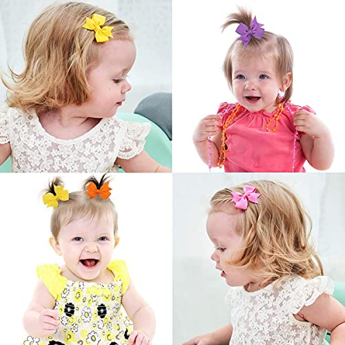 Alinmo Baby Hair Clips 2 Baby Girls Fully Lined Baby Bows Tiny Hair Bows Alligator Clips For Baby Girls Infants Toddlers In Pairs 0 1