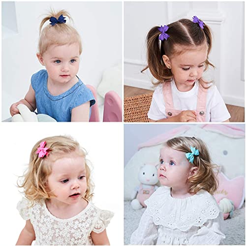 Alinmo Baby Hair Clips 2 Baby Girls Fully Lined Baby Bows Tiny Hair Bows Alligator Clips For Baby Girls Infants Toddlers In Pairs 0 2