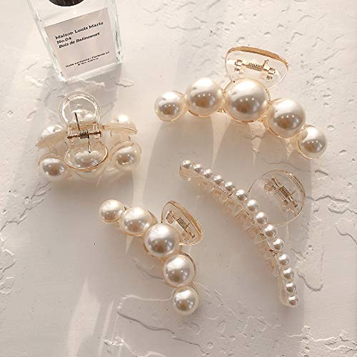 Agirlvct Pearl Hair Clawstyling Hair Clips Strong Hold Hair Jaw Clips Big Hair Clips Barrettes Nonslip Birthday Business Gift Hair Accessories For Women Girls Daughter Girlfriend4 Pack 0