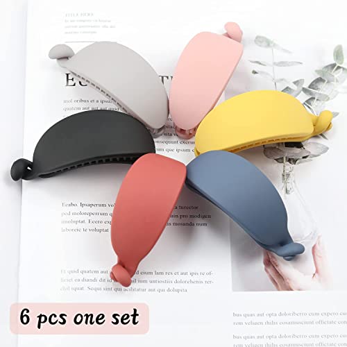 Banana Hair Clips French Hair Clips Matte Claw Clips No Slip Banana Clip Banana Comb Clip Candy Color Hair Clips Interlocking Ponytail Clip Banana Clips For Fine Hair For Women Girls 6 Pcs 0 2