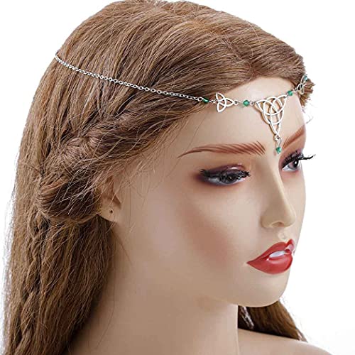 Bomine Boho Head Chain Crystal Hair Chain Forehead Festival Wedding Irish Headpieces Hair Acessories For Women And Girls Green 0 0
