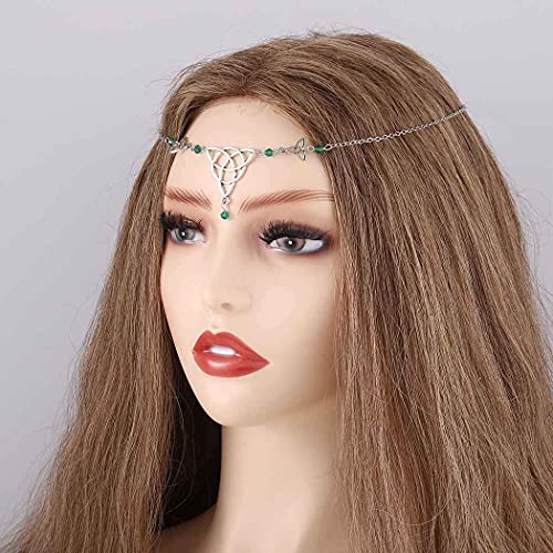Bomine Boho Head Chain Crystal Hair Chain Forehead Festival Wedding Irish Headpieces Hair Acessories For Women And Girls Green 0 1