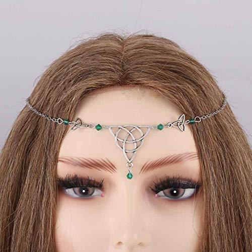 Bomine Boho Head Chain Crystal Hair Chain Forehead Festival Wedding Irish Headpieces Hair Acessories For Women And Girls Green 0