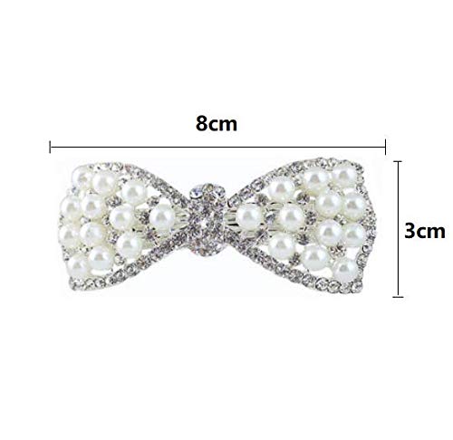 Dnhcll Pearl Bow Hairpin Set With Drill Water Drill Cross Pin Headdress Ponytail Clip For Womenssilver 0 1
