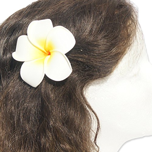 Dreamlily Womens Fashion 3 Pcs Hawaiian White Plumeria Flower Foam Hair Clip Balaclavas For Beach White 0