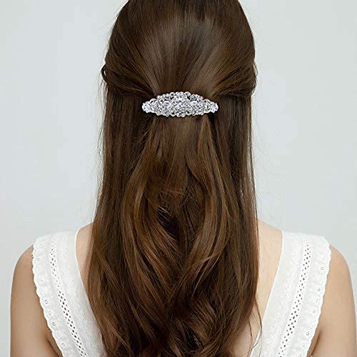 Ever Faith Wedding Hair Accessory For Bride Austrian Crystal Cz Bridal Art Deco Flower Vine Hair Barrette Clip For Women 0