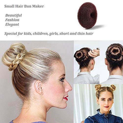 Extra Small Hair Bun Maker For Kids 6 Pcs Chignon Hair Donut Sock Bun Form For Girls Mini Hair Doughnut Shaper For Short And Thin Hair Small Size 2 Inch Dark Brown 0 1