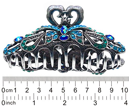 Fashion Lifestyle Large Metal Alloy Hair Claw Jaw Clip For Women And Girls Pretty Strong Clamp Non Slip Barrette Hair Updo Grip Bath Accessories For Thick Hair Blue Green 0 2