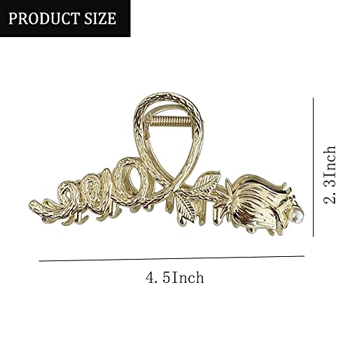 Fuyunohi Hair Clips2 Pcs Metal Hair Barrettes For Women Gold Claw Clip Silver Hair Clips90S Accessories For Womengoldsilver Tulip 0 0