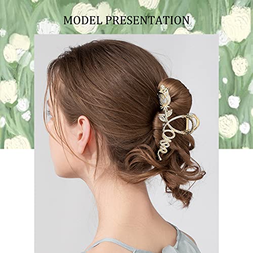 Fuyunohi Hair Clips2 Pcs Metal Hair Barrettes For Women Gold Claw Clip Silver Hair Clips90S Accessories For Womengoldsilver Tulip 0 1