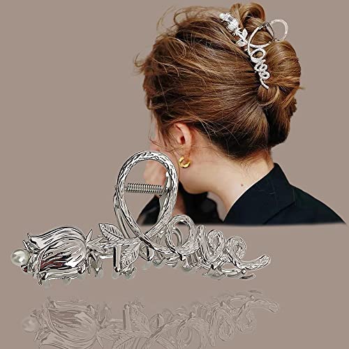Fuyunohi Hair Clips2 Pcs Metal Hair Barrettes For Women Gold Claw Clip Silver Hair Clips90S Accessories For Womengoldsilver Tulip 0 2