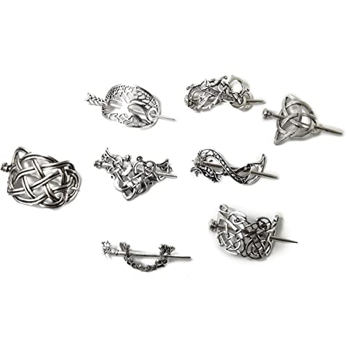 Gxxmei 8Pcs Viking Celtic Hair Clips Celtic Knot Hair Stick Hairpin Retro Silver Hair Clips Vintage Metal Hair Barrette Viking Jewelry Hair Clip Minimalist Hair Accessories For Women And Girls 0 1