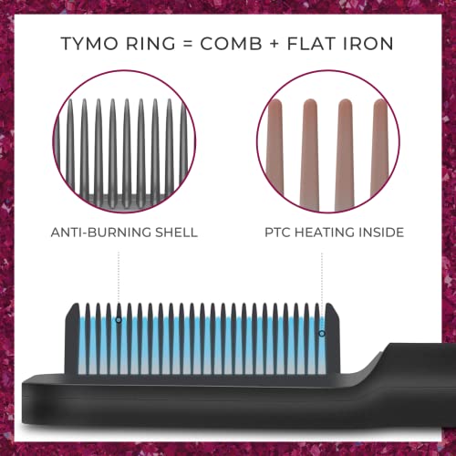 Hair Straightener Comb Matte Black Tymo Hair Straightener Brush Straightening Comb For Women With 5 Temp 20S Fast Heating Anti Scald 0 0