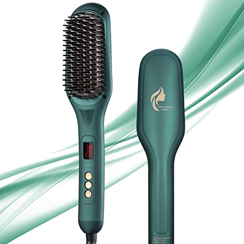 Ionic Hair Straightener Brush Hair Straightening Brush With 16 Temp Mch 30S Fast Heating 60 Mins Auto Off Anti Scald Led Screen Hair Straightener Comb For Women And Quick Styling Dark Green 0
