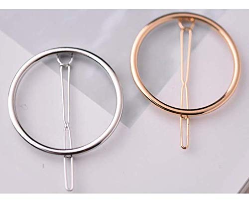 Lassum 2 Pcs Minimalist Dainty Hollow Geometric Round Circle Metal Hairpin Hair Clip For Women And Girls On Any Occasion Gold Silver 0 0