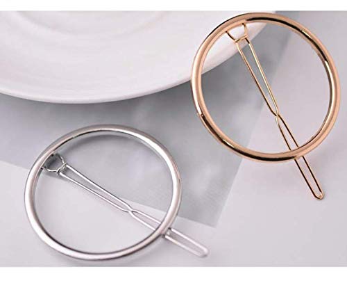 Lassum 2 Pcs Minimalist Dainty Hollow Geometric Round Circle Metal Hairpin Hair Clip For Women And Girls On Any Occasion Gold Silver 0 1