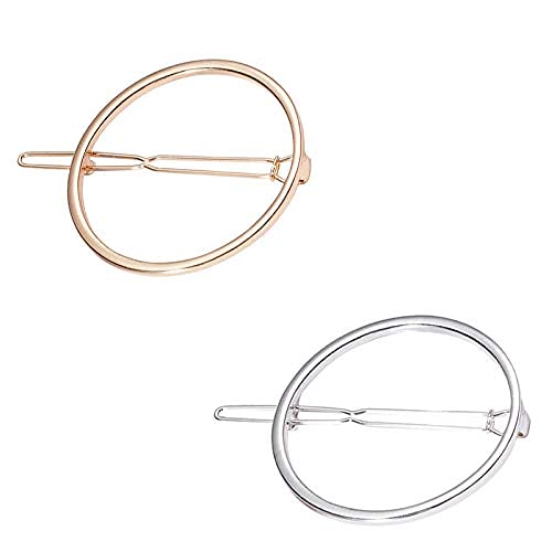 Lassum 2 Pcs Minimalist Dainty Hollow Geometric Round Circle Metal Hairpin Hair Clip For Women And Girls On Any Occasion Gold Silver 0