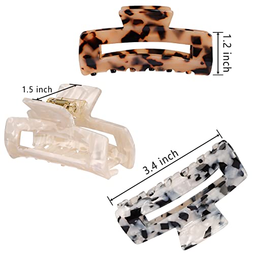 Magicsky 4Pcs Hair Claw Clips Acrylic Hair Banana Barrettes Celluloid French Butterfly Jaw Clipstortoise Shell Grip Pin Teeth Clamp Leopard Print Stylish Hair Accessories For Women Girlslong Size 0 3